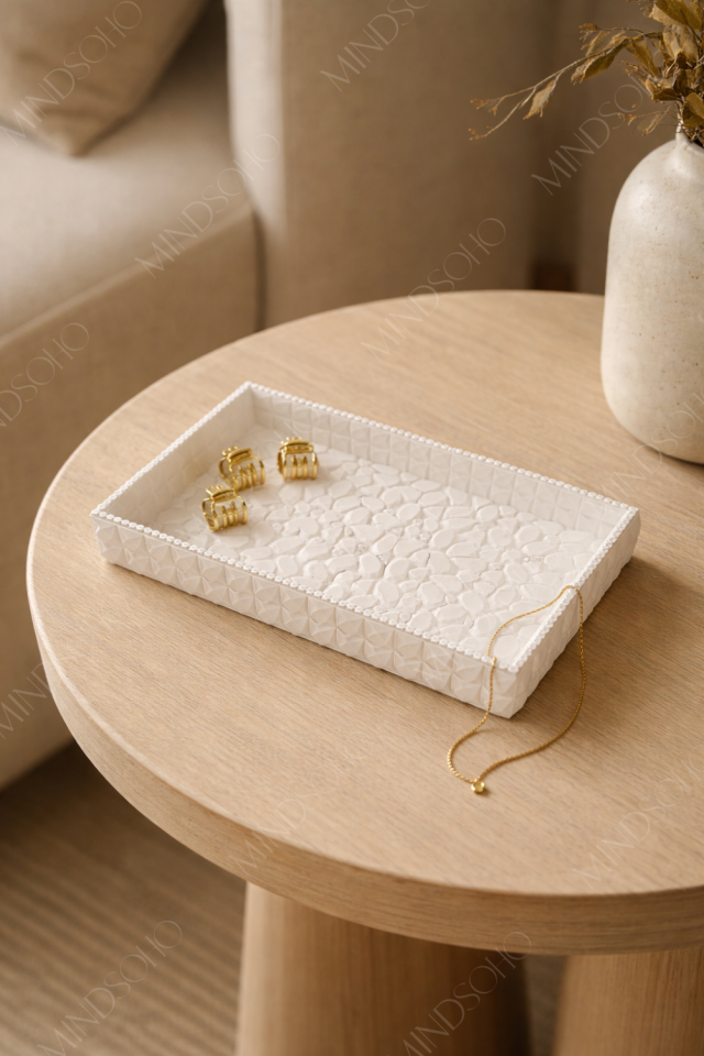 Evara Dekoratif Taş Dokulu Tepsi