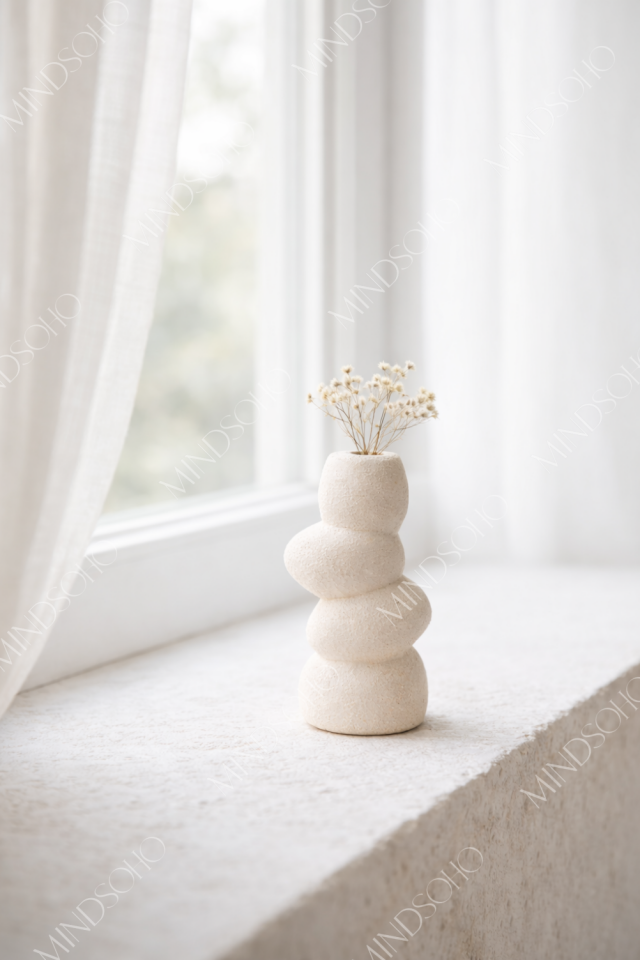 Amoré Dokulu Vazo | Bej