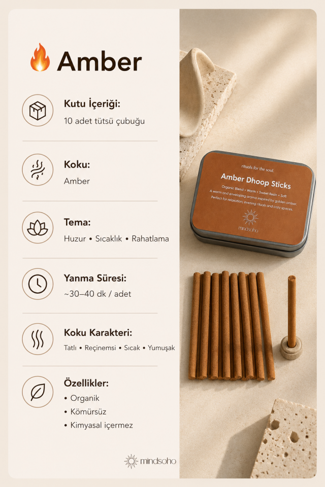 Amber Organik Tütsü Metal Kutulu