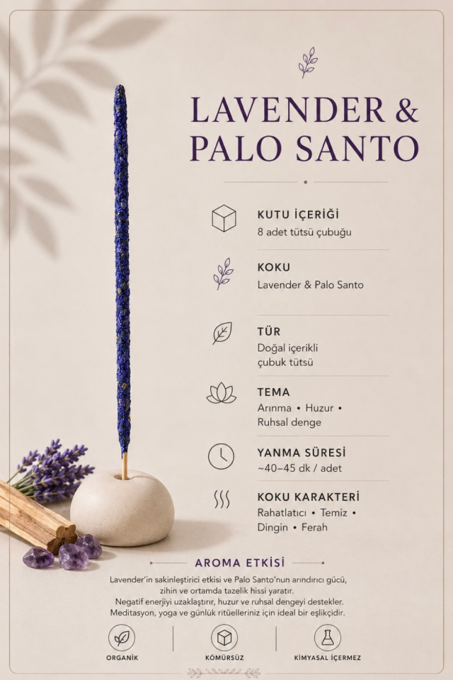 Lavanta & Palo Santo Organik Tütsü