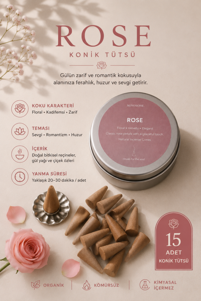 Gül Organik Konik Tütsü